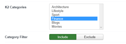 Module Source Selection > Category Filter