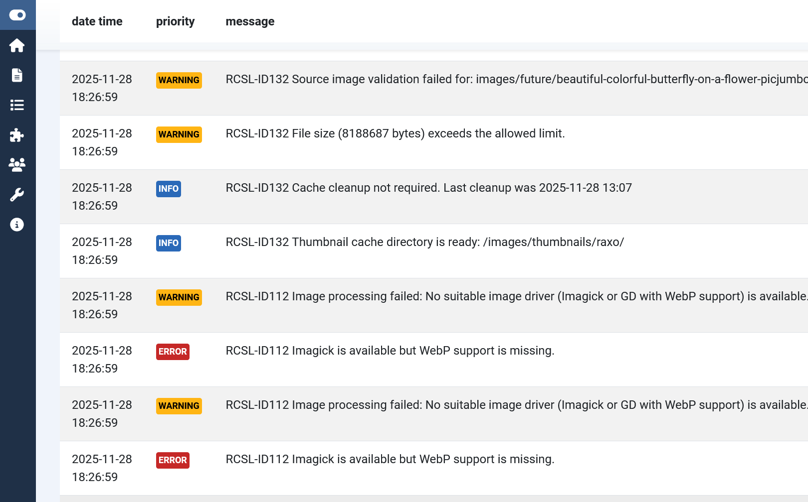 Preview messages from new logging system