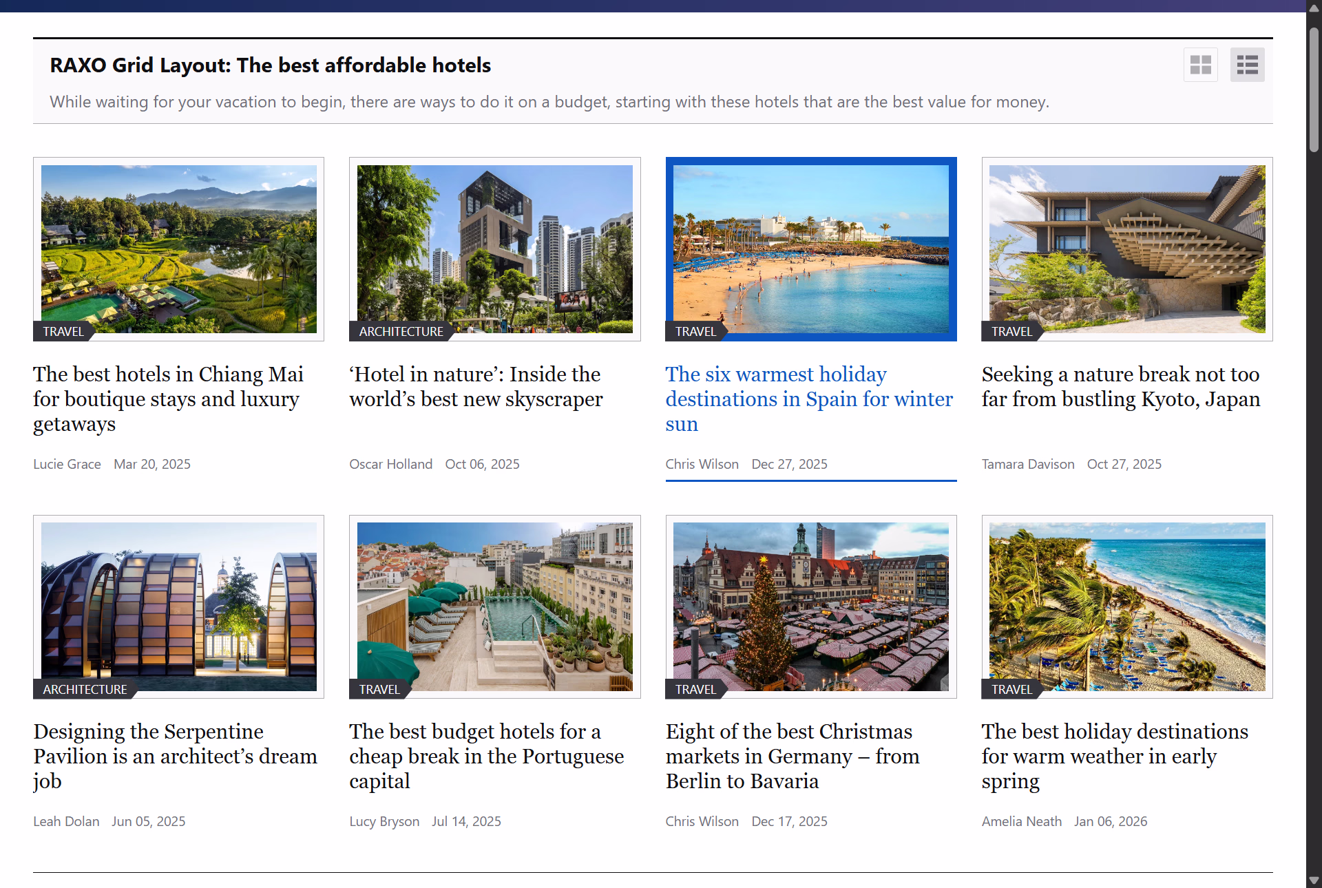 RAXO Grid Module Layout